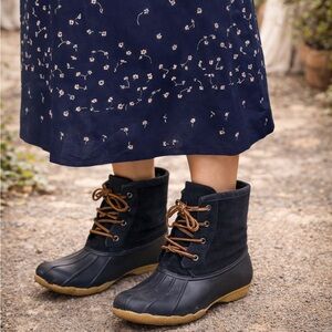 Galirasen Black Tan Ankle Duck Rain Boots Size 9